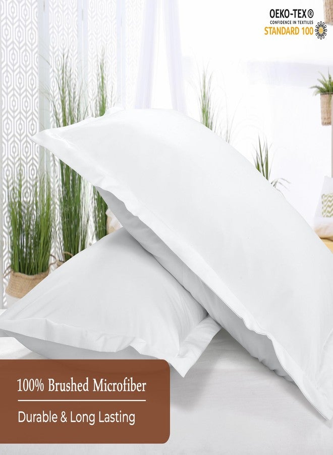 ROYALE LINENS أغطية وسائد رويال لينينز، عبوة من قطعتين، مقاس كينج 20×36 بوصة - مايكروفايبر مصقول 1800 - أغطية وسائد سرير، مقاومة للتجاعيد، فائقة النعومة والراحة - إغلاق خلفي متداخل - غطاء وسادة أكسفورد (كينج، أبيض) - Image 4