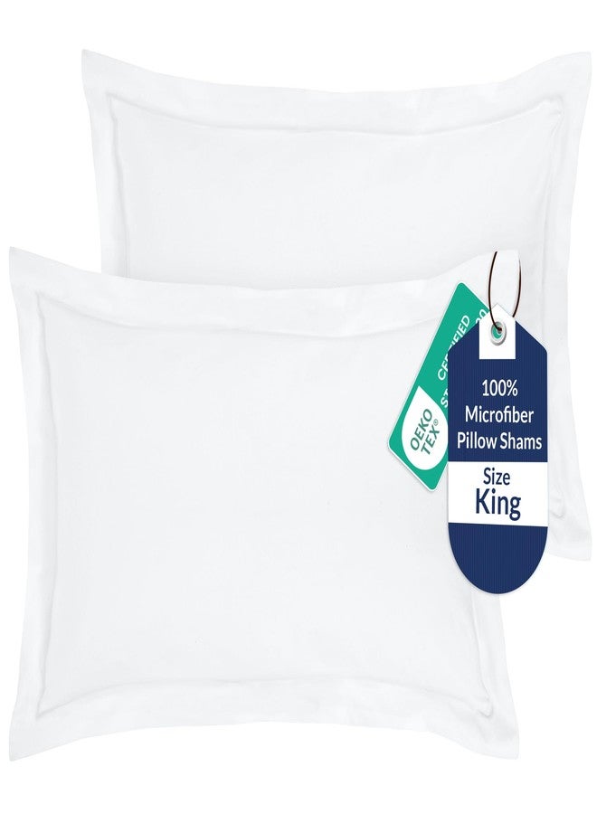 ROYALE LINENS أغطية وسائد رويال لينينز، عبوة من قطعتين، مقاس كينج 20×36 بوصة - مايكروفايبر مصقول 1800 - أغطية وسائد سرير، مقاومة للتجاعيد، فائقة النعومة والراحة - إغلاق خلفي متداخل - غطاء وسادة أكسفورد (كينج، أبيض) - Image 1