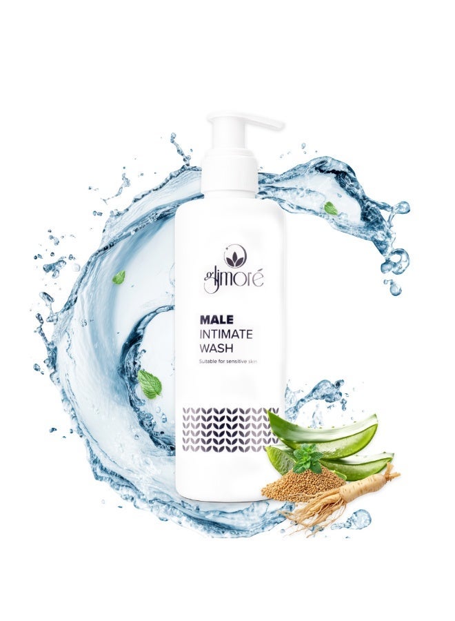 Glimore Male Intimate Wash | pH-Balanced Men's Hygiene Care with Aloe Vera, Ginseng & Menthol | Daily Gentle Cleanser for Freshness & Comfort | 250 ML - Image 1
