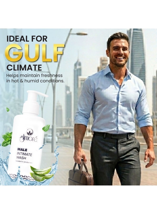 Glimore Male Intimate Wash | pH-Balanced Men's Hygiene Care with Aloe Vera, Ginseng & Menthol | Daily Gentle Cleanser for Freshness & Comfort | 250 ML - Image 4