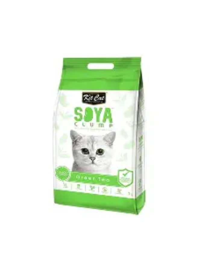 كيت كات صويا تكتّل رمل قطط فول الصويا - شاي أخضر 7 لتر