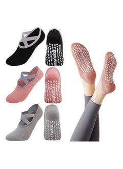 3 PCS Yoga Grip Socks For Women，Pilates Anti Slip Socks Non Slip Socks For Pilates,Yoga, Ballet, Dance