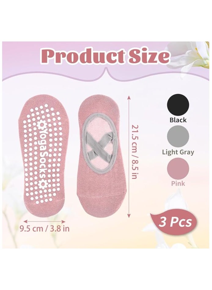 DELGREEN - 3 PCS Yoga Grip Socks For Women，Pilates Anti Slip Socks Non Slip Socks For Pilates,Yoga, Ballet, Dance - Image 1