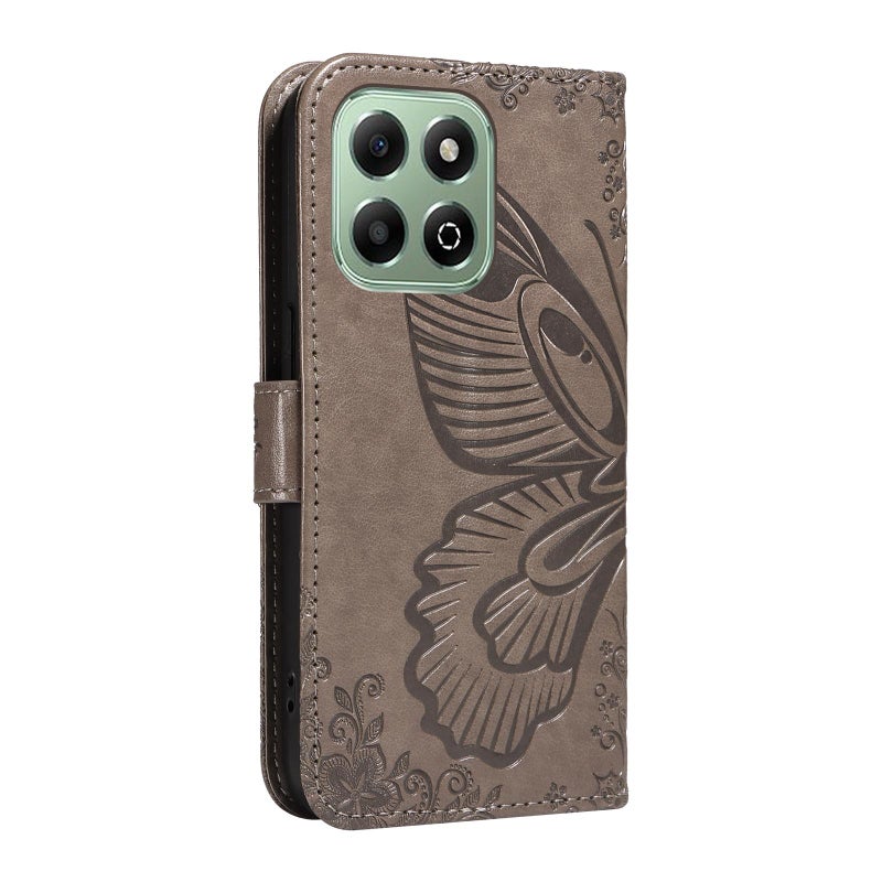 erorex For Honor X6c / X6b / X6a / X5b Swallowtail  Embossed Leather Phone Case(Grey) - Image 3