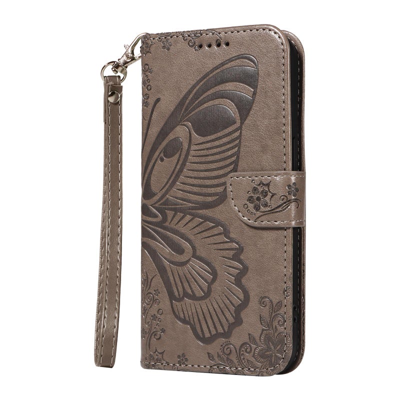 erorex For Honor X6c / X6b / X6a / X5b Swallowtail  Embossed Leather Phone Case(Grey) - Image 2