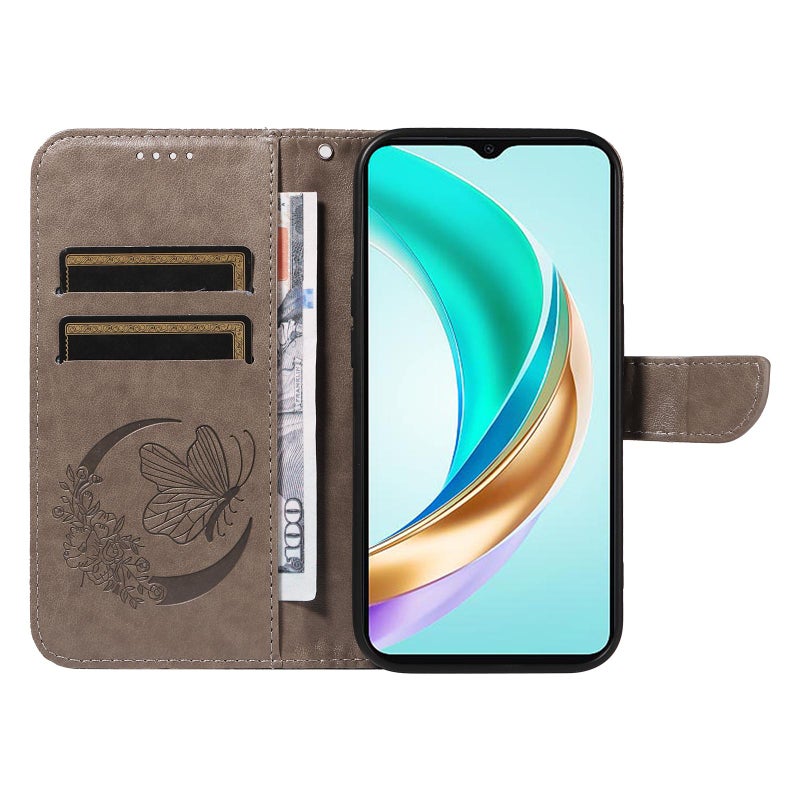 erorex For Honor X6c / X6b / X6a / X5b Swallowtail  Embossed Leather Phone Case(Grey) - Image 5