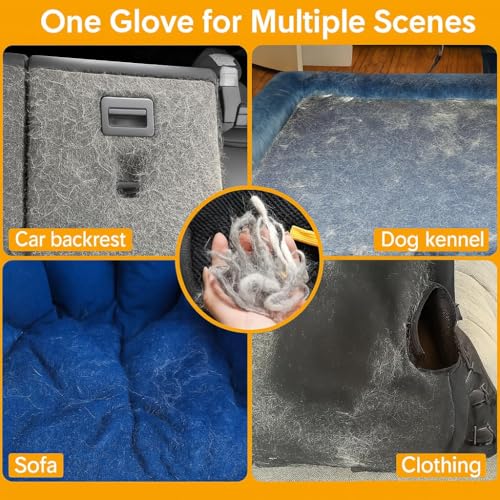 AVNISH Lint Hair Remover Gloves, Reusable Cat & Dog Grooming Gloves, Self Clothes Lynch Hair Remover for Couch, Furniture, Carpet, Sofa, Car Seets, Upgraded Efficient Animal Fur Removal Tool (Black) - Image 4