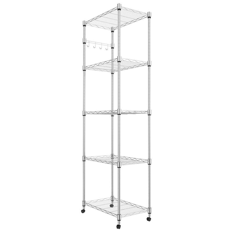 Homdox Homdox 5 Tier Steel Wire Shelving Unit on WheelsChrome Shelves for Garage Kitchen Living RoomHeavy Duty Shelving Rack 232 x 138 x 72 inch L x W x H 