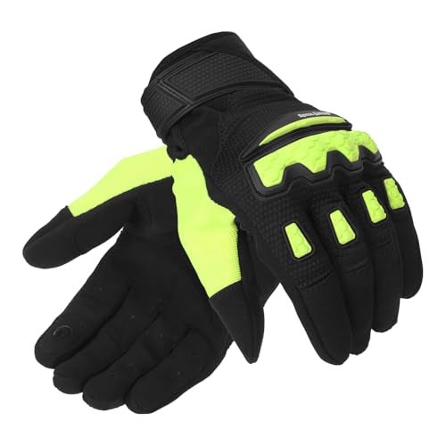 Royal Enfield Urban Hustler V2 Riding Gloves 100% Polyester Air Mesh for Ventilation | TPR Knuckle Protectors | Microsuede Grip Patch | Poly Stretch Fabric for Better Flexibility NEON Green XL 23CM - Image 1