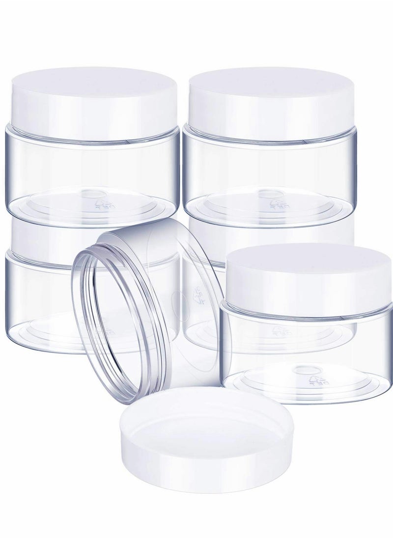 KASTWAVE 6 Pack 2 oz Plastic Pot Jars Round Clear Leak Proof Plastic Cosmetic Container Jars with White Lids for Travel Storage Make Up, Eye Shadow, Nails, Powder, Paint, Jewelry(2 oz)  - Image 1