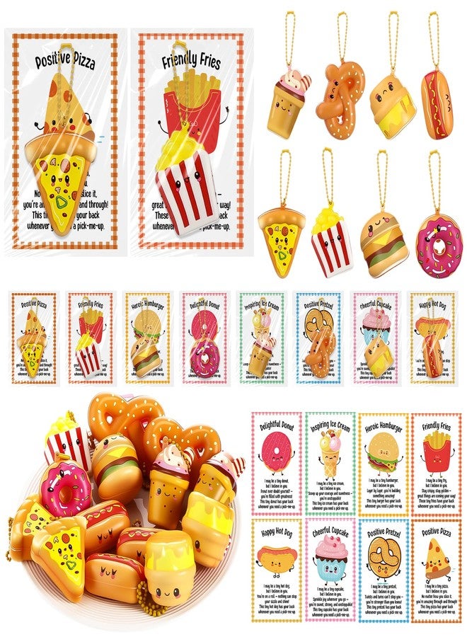 Kenning 40 Set Mini Squish Fast Food Stress Balls Keychains Positive Squeeze Fidget Toys Lunch Lady Appreciation Gifts with Inspirational Card for Employee Teacher Staff Volunteer Nurse Graduation Gifts - Image 1