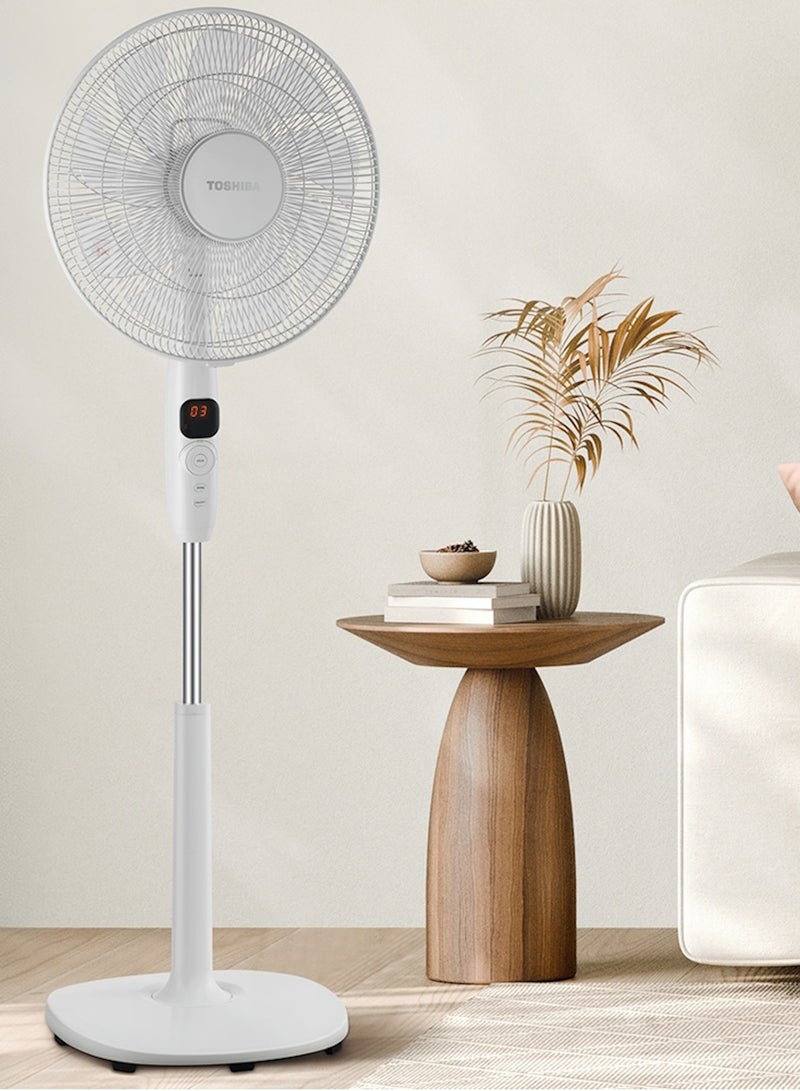 TOSHIBA Ultra-quiet Stand Fan 26 Speeds, 9 Blades for Gentle Breeze Remote Control Multifunctional Pedestal Fan for Home & Office 300 W F-DSC70ME(W) white - Image 1