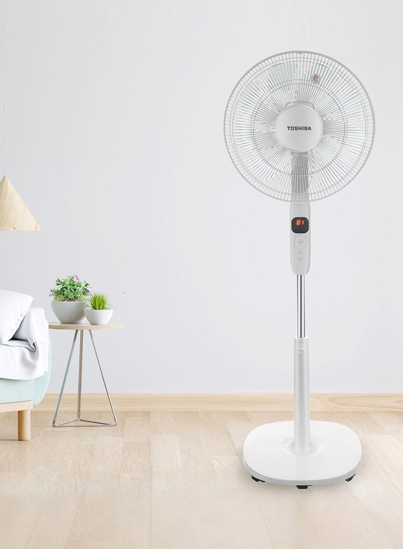 TOSHIBA Ultra-quiet Stand Fan 26 Speeds, 9 Blades for Gentle Breeze Remote Control Multifunctional Pedestal Fan for Home & Office 300 W F-DSC70ME(W) white - Image 3