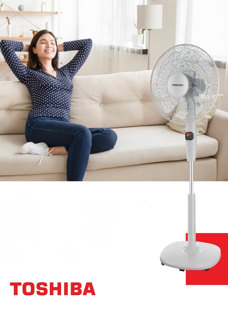 TOSHIBA Ultra-quiet Stand Fan 26 Speeds, 9 Blades for Gentle Breeze Remote Control Multifunctional Pedestal Fan for Home & Office 300 W F-DSC70ME(W) white - Image 5