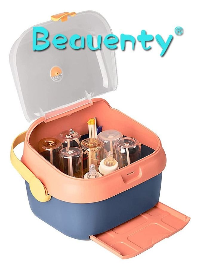 Beauenty Beauenty Baby Bottle Drying Rack Container with Drainer, Portable Nursing Cutlery Box Container with Cover, Bottle Holder for Baby and Toddler, Bottle Storage Box Baby Dinnerware Organizer (Style 1)  - Image 2