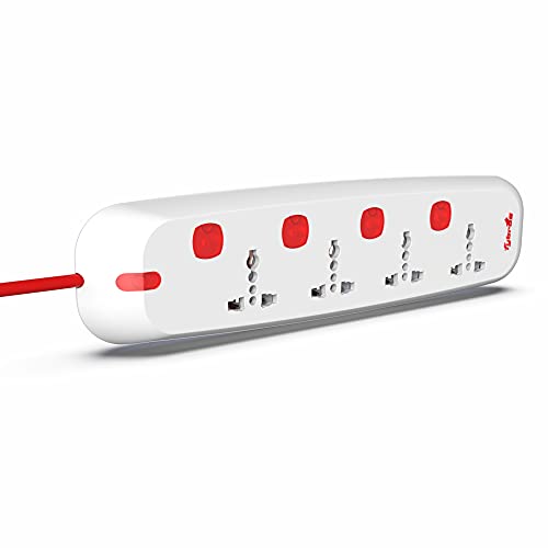 Fybros Titan 4X4 Extension Cord,Power Strip with International Sockets Extension Board,Individual Switch,10 AMP Output, 2 Year Warranty, 2 Meter Heavy Duty Cable, Surge and Spike Guard - Made In India - Image 1