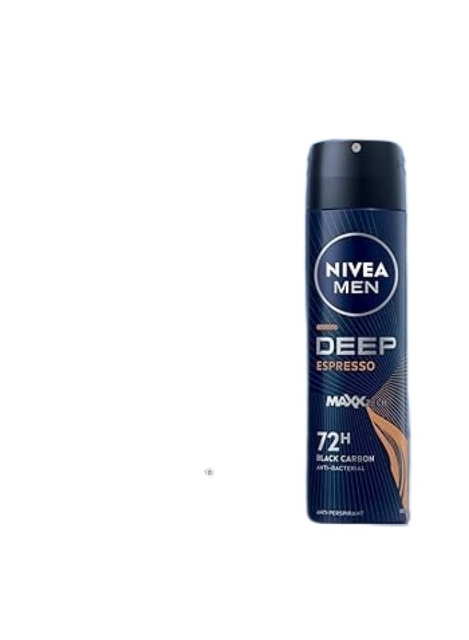 Nivea مزيل العرق للرجال NIVEA MEN Deep Black Carbon Espresso، مضاد للتعرق للرجال، مضاد للبكتيريا، بخاخ أسود/بني 150 مل (قد يختلف التعبئة) - Image 3