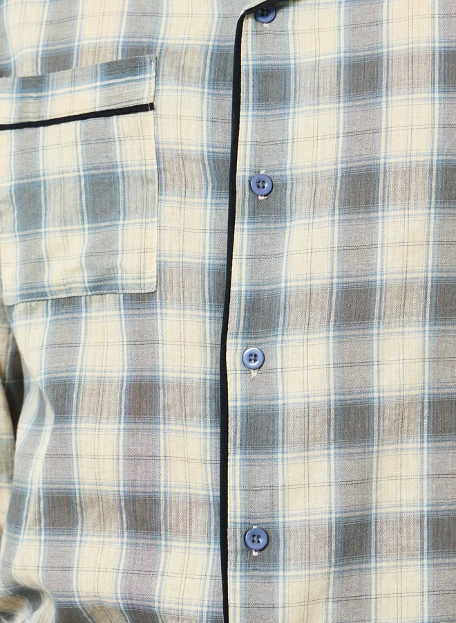Styli  Men Relaxed Checkered Shirt and Pyjama Set for Men | Best Price UAE