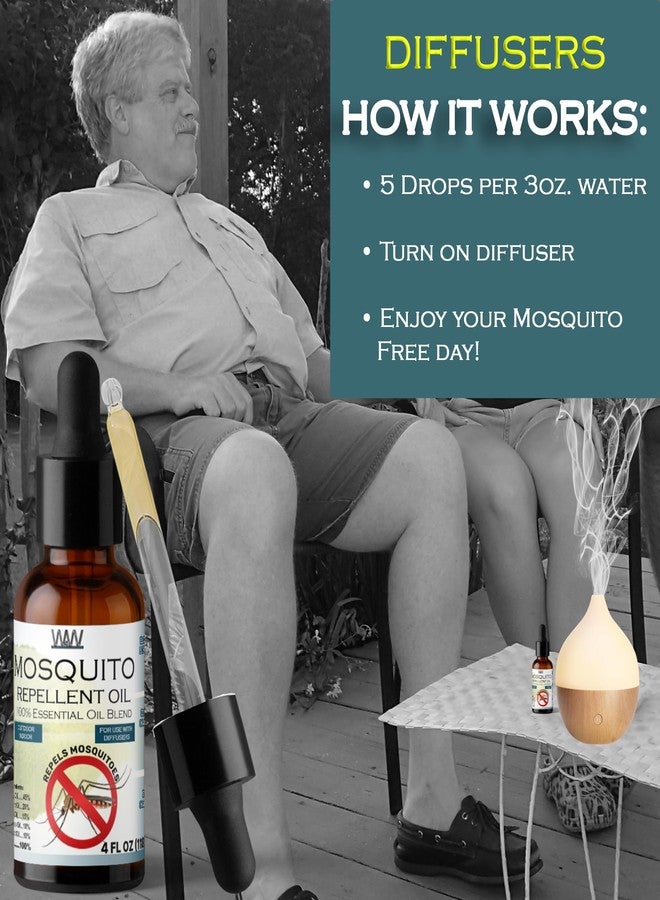 W4W Mosquito Oil - 100% Essential Oil Blend - 4 Oz - Mosquitoes, Gnats & Other Flying Insects - for use with Diffusers, Sprays, Lotions, & Soaps - 4 Ounce Dropper Bottle - Image 5