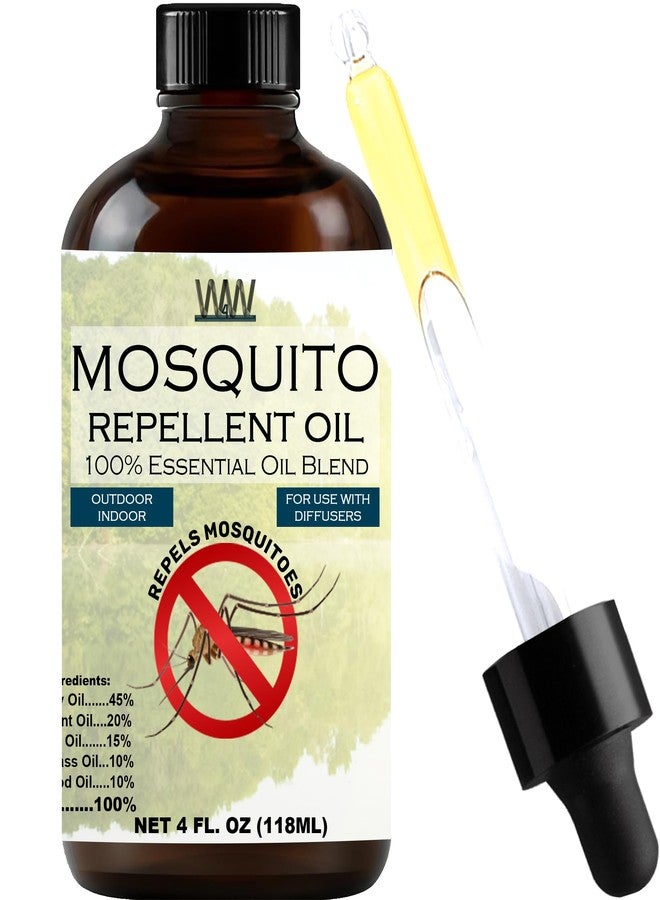 W4W Mosquito Oil - 100% Essential Oil Blend - 4 Oz - Mosquitoes, Gnats & Other Flying Insects - for use with Diffusers, Sprays, Lotions, & Soaps - 4 Ounce Dropper Bottle - Image 1