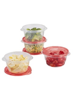 Rubbermaid 4-Piece TakeAlongs Dishwasher Safe Stackable Plastic Food Storage Container Set Red and Clear 26oz FG7F52CATCHIL  - Image 3