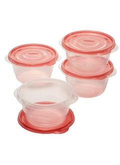 Rubbermaid 4-Piece TakeAlongs Dishwasher Safe Stackable Plastic Food Storage Container Set Red and Clear 26oz FG7F52CATCHIL  - Image 2