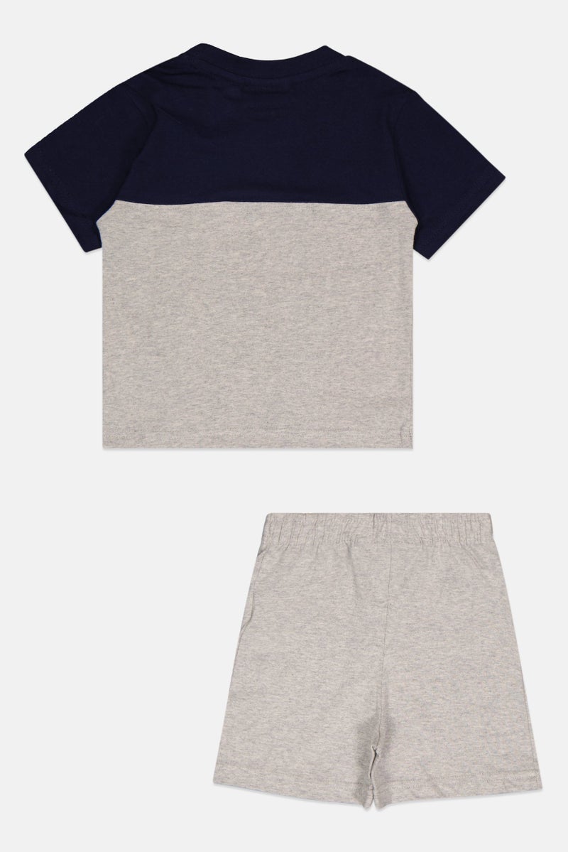 FILA Toddlers Boy 2 Pcs Brand Logo Short Sleeve Top And Shorts Set, Multicolor - Image 3