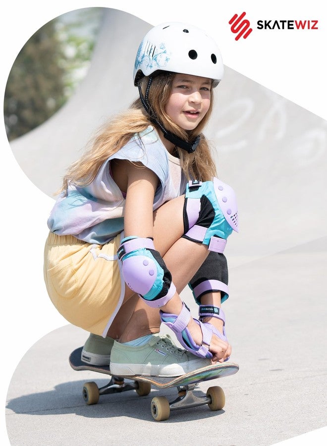 SKATEWIZ واقيات الركبة والمرفقين والمعصمين من SKATEWIZ - Smash - مقاس M/L باللونين الأزرق والبنفسجي - واقيات تزلج للأطفال - واقيات تزلج للأطفال من 8 إلى 14 عامًا - Image 4