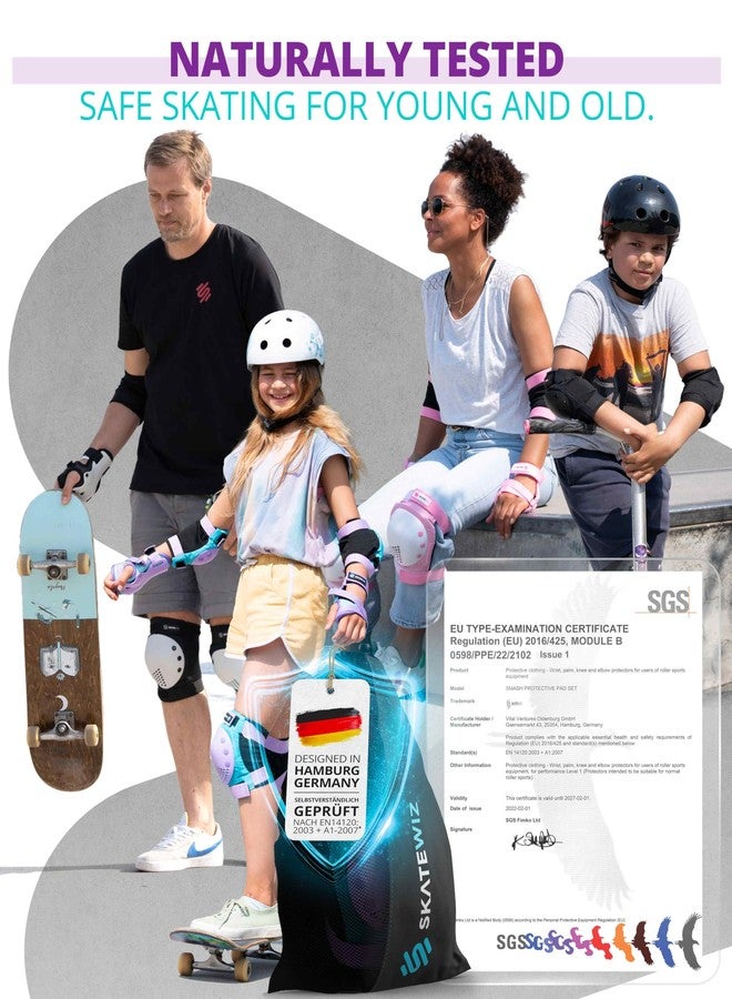 SKATEWIZ واقيات الركبة والمرفقين والمعصمين من SKATEWIZ - Smash - مقاس M/L باللونين الأزرق والبنفسجي - واقيات تزلج للأطفال - واقيات تزلج للأطفال من 8 إلى 14 عامًا - Image 2