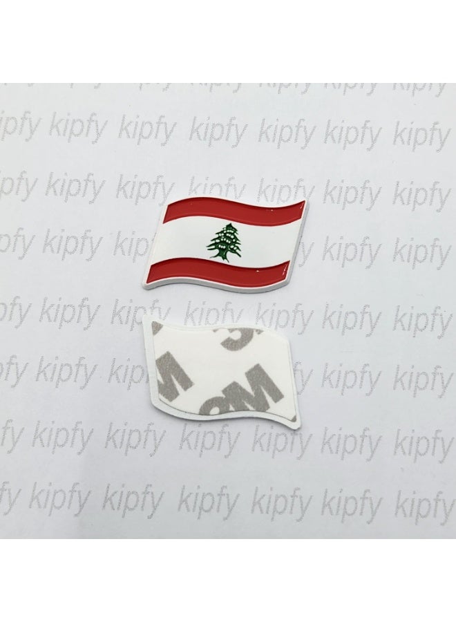 Kipfy Lebanon Flag Waving Metal Sticker Badge for Phone Cases & Laptops - Image 2