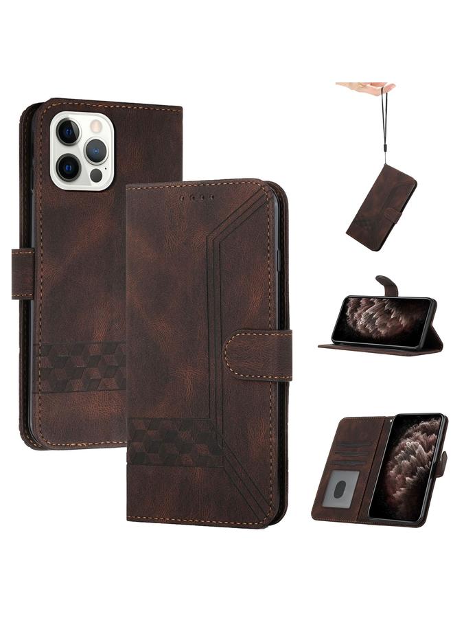 Zaboon Case For iPhone 13 Pro Max Cubic Skin Feel Flip Leather Phone Case - Image 1