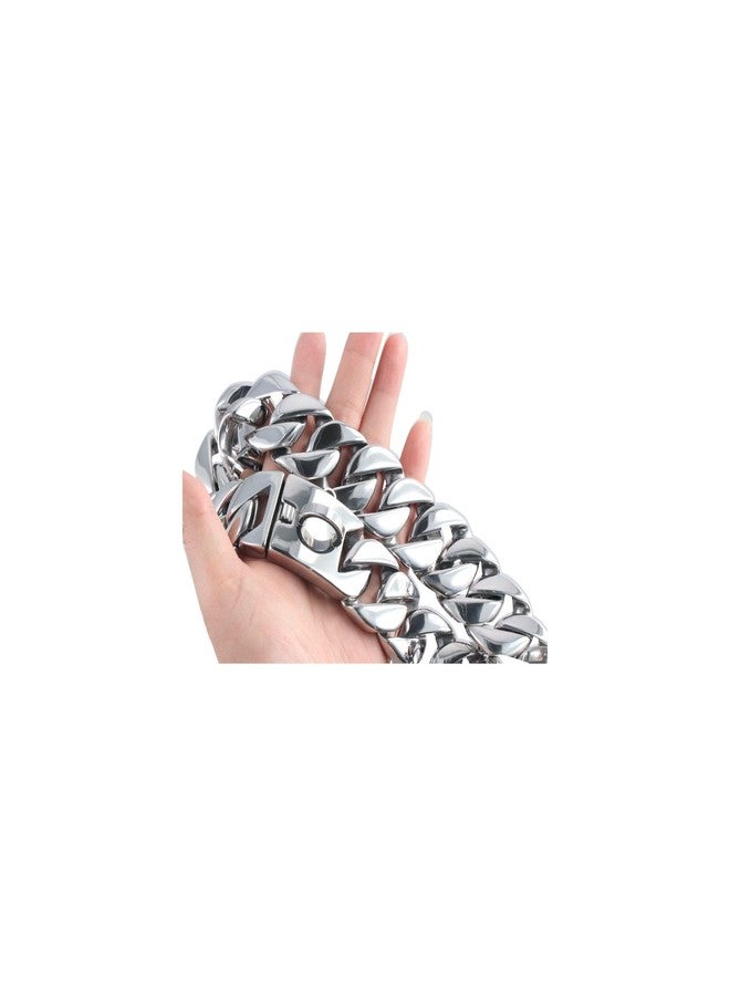 Kopida Heavy Duty Choke Cuban Dog Chain for Large Dogs, Dog Chain Collar Walking Metal Chain Collar with Design Secure Buckle, Stainless Steel Cuban Link, Width:32mm, 20inch Long, Silver - Image 3