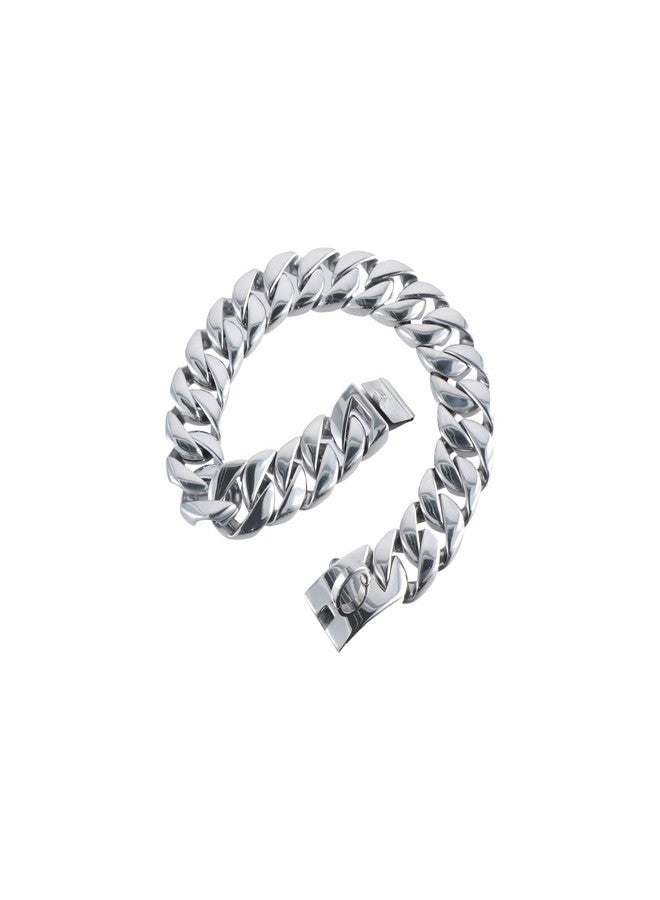 Kopida Heavy Duty Choke Cuban Dog Chain for Large Dogs, Dog Chain Collar Walking Metal Chain Collar with Design Secure Buckle, Stainless Steel Cuban Link, Width:32mm, 20inch Long, Silver - Image 5