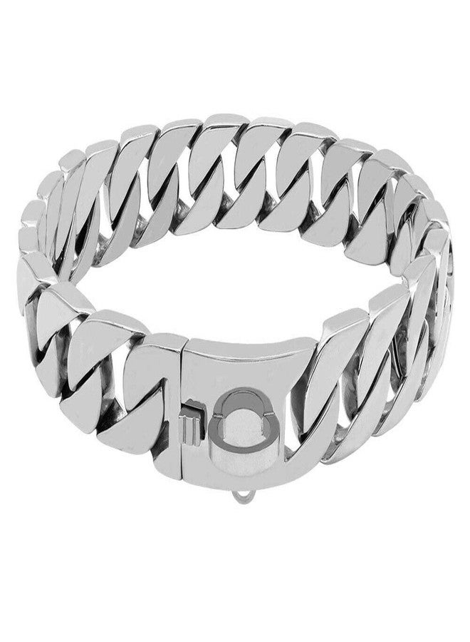 Kopida Heavy Duty Choke Cuban Dog Chain for Large Dogs, Dog Chain Collar Walking Metal Chain Collar with Design Secure Buckle, Stainless Steel Cuban Link, Width:32mm, 20inch Long, Silver - Image 1