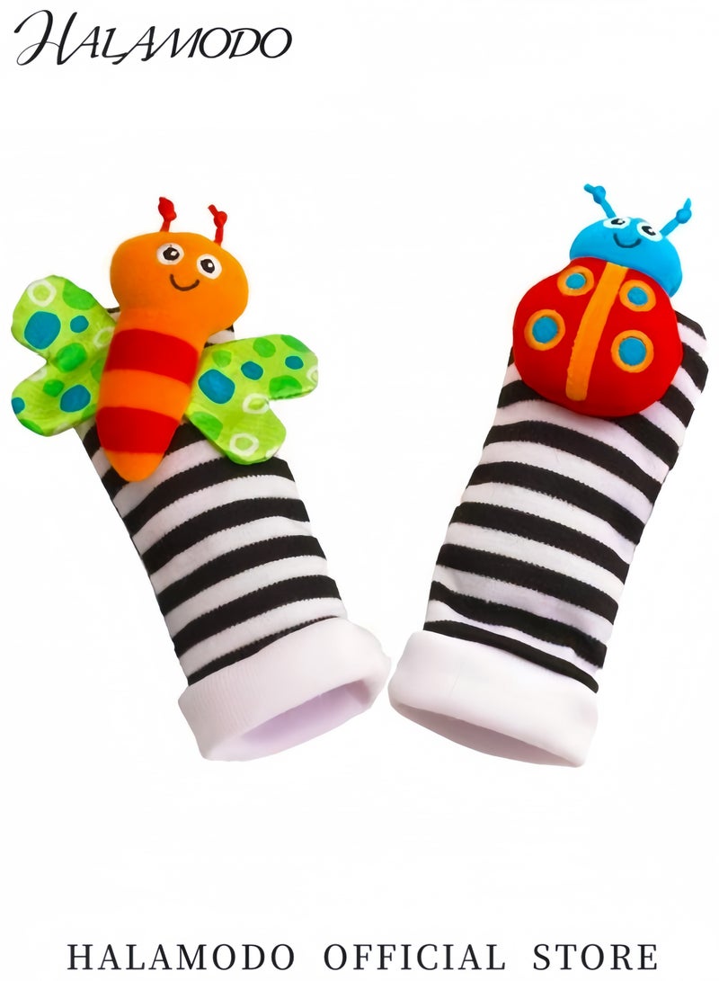 هالامودو مجموعة جوارب خشخشة للأطفال الرضع، جوارب خشخشة معصم الطفل ومجموعة أدوات تحديد القدم، لعبة تعليمية مثالية للأطفال حديثي الولادة من عمر 3 إلى 6 أشهر، للبنات والأولاد - Image 3