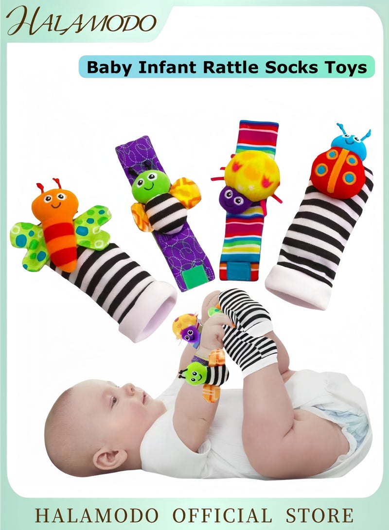 هالامودو مجموعة جوارب خشخشة للأطفال الرضع، جوارب خشخشة معصم الطفل ومجموعة أدوات تحديد القدم، لعبة تعليمية مثالية للأطفال حديثي الولادة من عمر 3 إلى 6 أشهر، للبنات والأولاد - Image 1