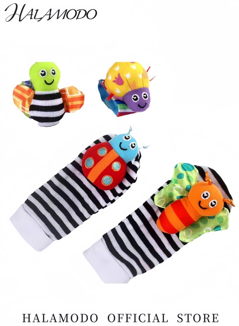 هالامودو مجموعة جوارب خشخشة للأطفال الرضع، جوارب خشخشة معصم الطفل ومجموعة أدوات تحديد القدم، لعبة تعليمية مثالية للأطفال حديثي الولادة من عمر 3 إلى 6 أشهر، للبنات والأولاد - Image 4