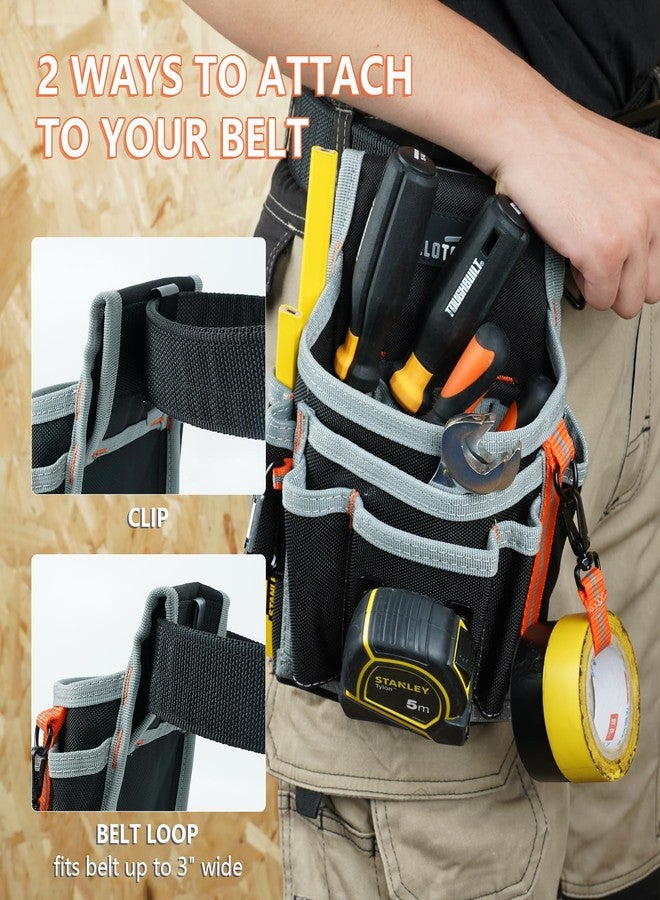 MELOTOUGH Small Tool Pouch for Tool Belt,Electrician Tool Pouch,Tool Pouch Tool Holster with 13 Pockets,Construction Pouch,Tool Organizer for Tools(Gray) - Image 4