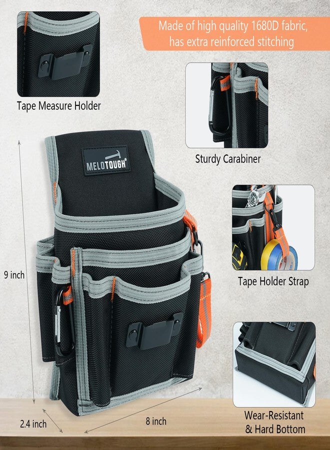 MELOTOUGH Small Tool Pouch for Tool Belt,Electrician Tool Pouch,Tool Pouch Tool Holster with 13 Pockets,Construction Pouch,Tool Organizer for Tools(Gray) - Image 3