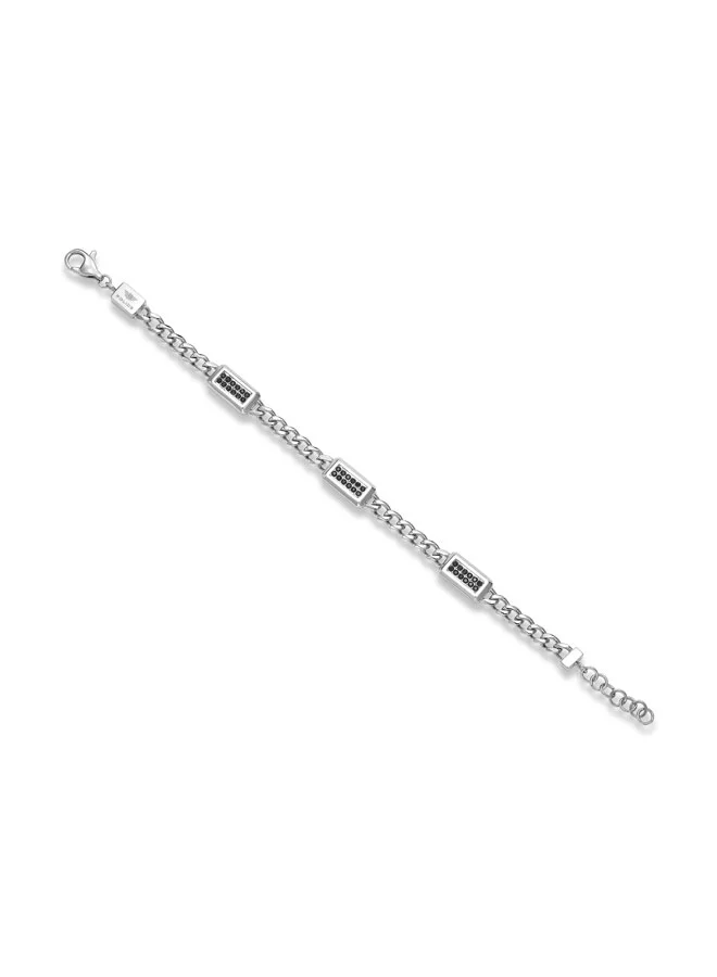 POLICE Jet Bracelet Link Design with Black Crystal Motifs for a Bold Rock and Roll Look