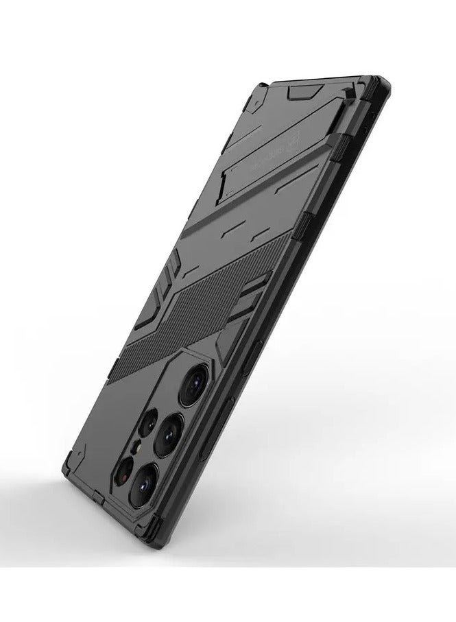 Color Fans Samsung Galaxy S24 Ultra Kickstand Phone Case Drop-proof Hybrid Protective Cover - Black - Image 4