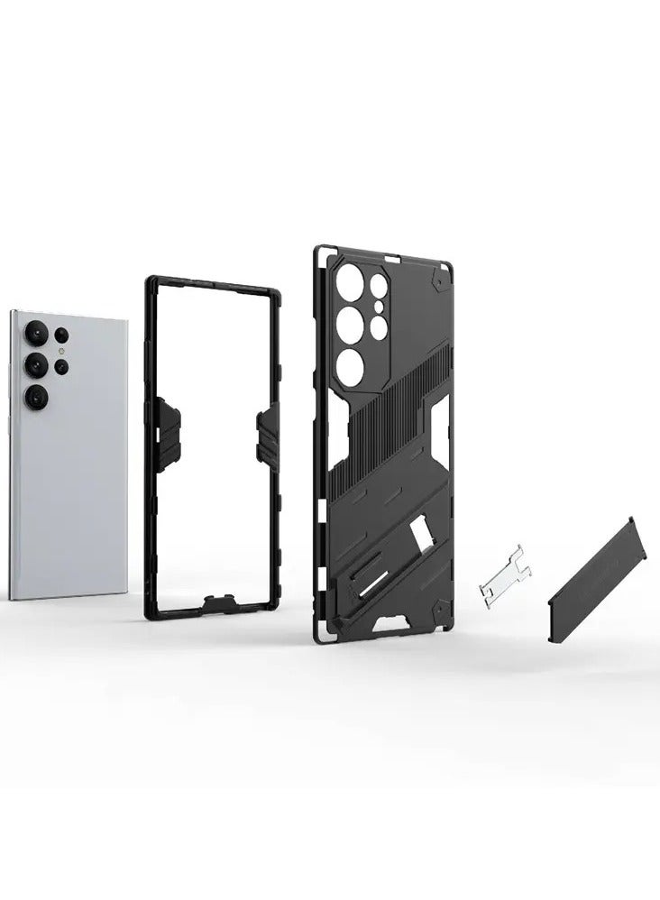 Color Fans Samsung Galaxy S24 Ultra Kickstand Phone Case Drop-proof Hybrid Protective Cover - Black - Image 5