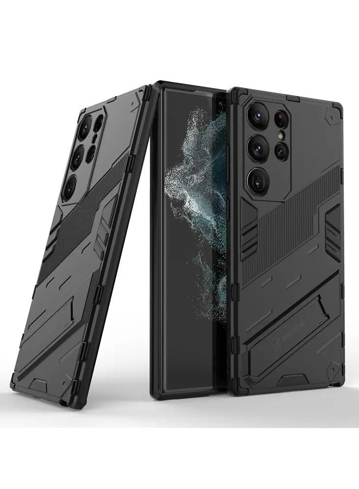 Color Fans Samsung Galaxy S24 Ultra Kickstand Phone Case Drop-proof Hybrid Protective Cover - Black - Image 2