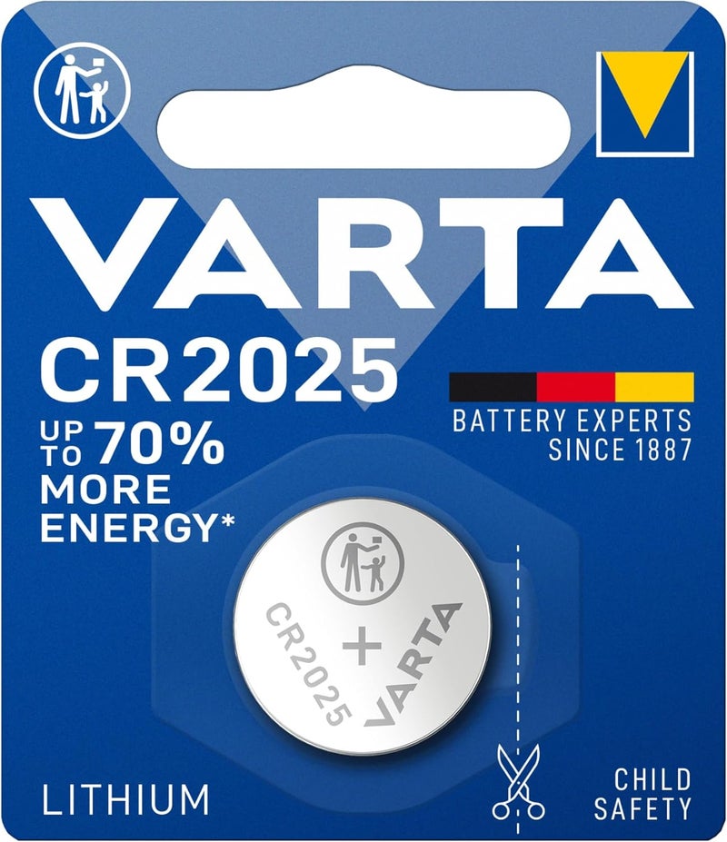 VARTA CR2025 Lithium Coin Battery | Long-Lasting Power for Everyday Devices | Reliable Performance | Child-Safe Packaging | 5-Year Shelf Life | Single Pack - Image 1