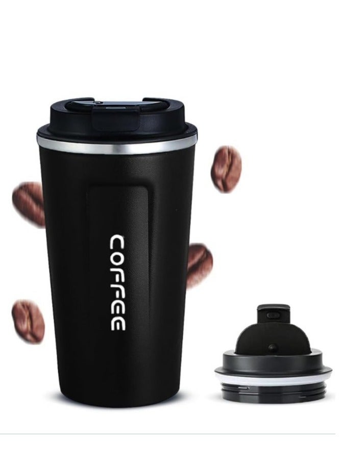 Thermos Mug 500 ml, Thermal Bottle, Vacuum Insulated 304 Stainless Steel - Tea Coffee Thermos, Travel Thermos for Hot and Cold Drinks - Leakproof Design, Great Gift for Outdoor, Office, Home, Sports Coffee Mug  Cappuccino Tea - Car Seat Mug - Coffee Mug - Double Wall Stainless Steel Insulated with Flip Lid to Keep Drinks Hot and Cold - Stainless Steel Vacuum Insulated Double Wall Thermal Cup for Tea Coffee Travel - for Hot and Cold Drinks up to 6 Hours - Thermal Flask - Image 1