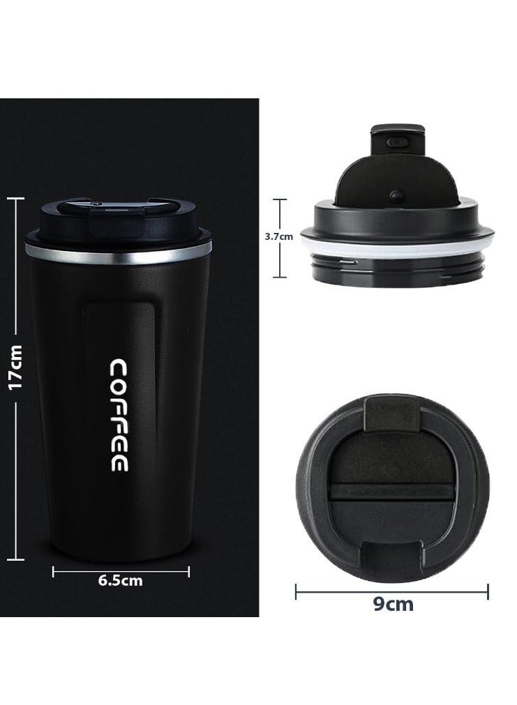 Thermos Mug 500 ml, Thermal Bottle, Vacuum Insulated 304 Stainless Steel - Tea Coffee Thermos, Travel Thermos for Hot and Cold Drinks - Leakproof Design, Great Gift for Outdoor, Office, Home, Sports Coffee Mug  Cappuccino Tea - Car Seat Mug - Coffee Mug - Double Wall Stainless Steel Insulated with Flip Lid to Keep Drinks Hot and Cold - Stainless Steel Vacuum Insulated Double Wall Thermal Cup for Tea Coffee Travel - for Hot and Cold Drinks up to 6 Hours - Thermal Flask - Image 4