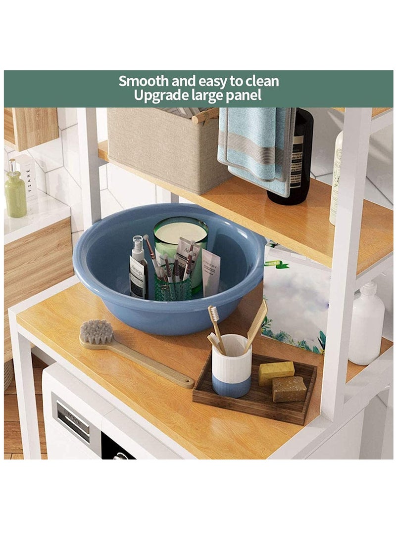 XiuWoo - 2 Shelves Toilet Drum Washing Machine Rack, Bathroom Corner Stand Storage Organizer Accessories, Free Standing Home Office Storage Rack for Space Saver with Towel Rack - Image 1