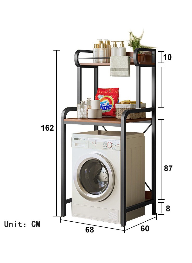 XiuWoo - 2 Shelves Toilet Drum Washing Machine Rack, Bathroom Corner Stand Storage Organizer Accessories, Free Standing Home Office Storage Rack for Space Saver with Towel Rack - Image 1