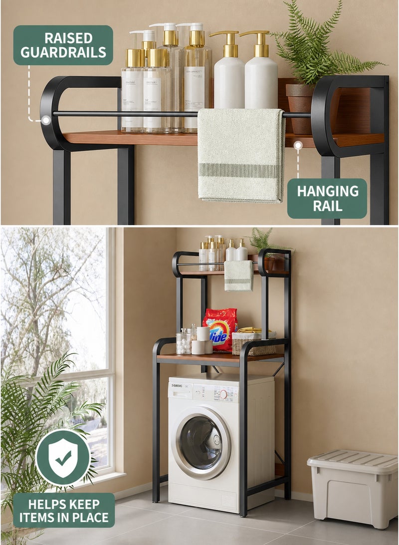 XiuWoo 2 Shelves Toilet Drum Washing Machine Rack, Bathroom Corner Stand Storage Organizer Accessories, Free Standing Home Office Storage Rack for Space Saver with Towel Rack - Image 4