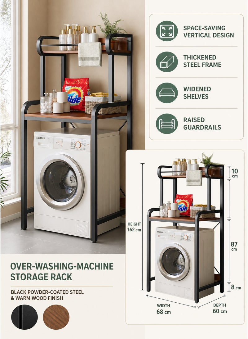 XiuWoo 2 Shelves Toilet Drum Washing Machine Rack, Bathroom Corner Stand Storage Organizer Accessories, Free Standing Home Office Storage Rack for Space Saver with Towel Rack - Image 2